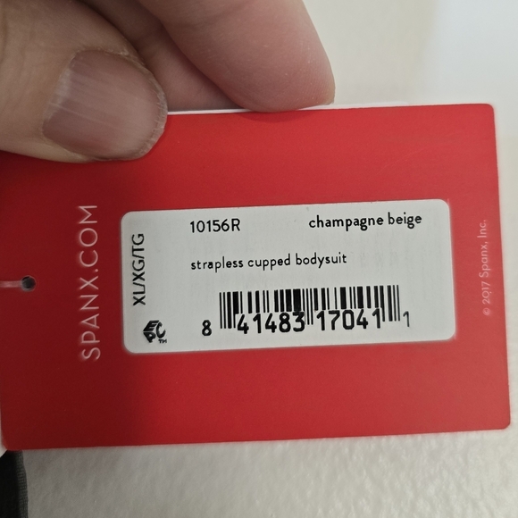 NWT Spanx Suit Your Fancy Strapless Cupped Mid Thigh Bodysuit Champagne Beige XL - Picture 7 of 11